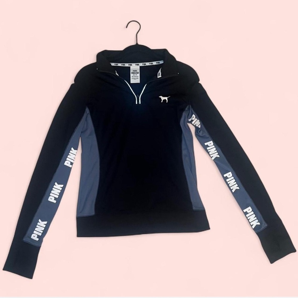 Pink Victoria’s Secret Vintage Black and White Quarter-Zip Pullover